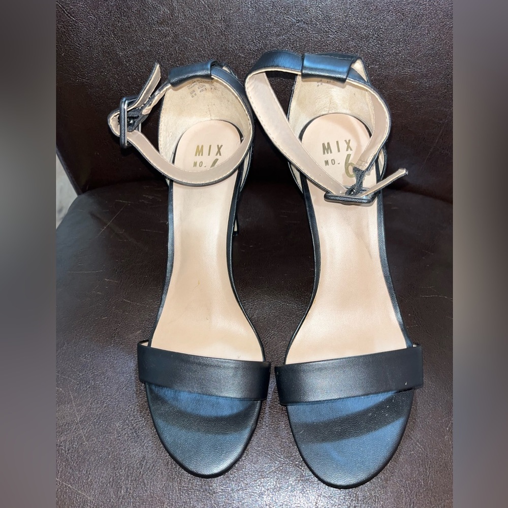 DSW Black Leather Ankle Strap Heels